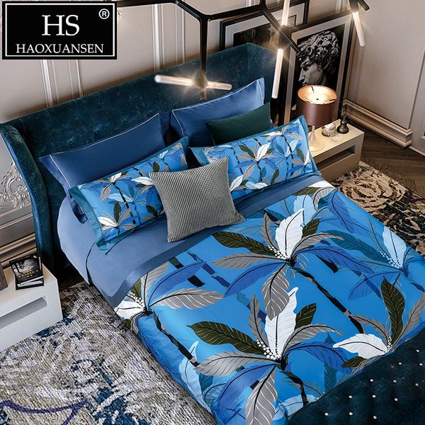 650 thread count blue 100% cotton 4pcs bedding sets banana tree digital print duvet cover sets king size bed set
650 thread count blue 100% cotton 4pcs bedding sets banana tree digital print duvet cover sets king size bed set