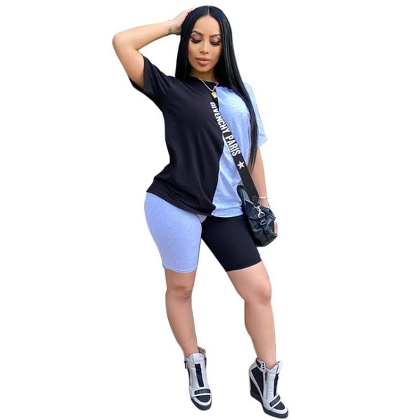 summer new arrival short-sleeved ladies stitching color two-piece set short sleeve&shorts set for women, White
summer new arrival short-sleeved ladies stitching color two-piece set short sleeve&shorts set for women, White