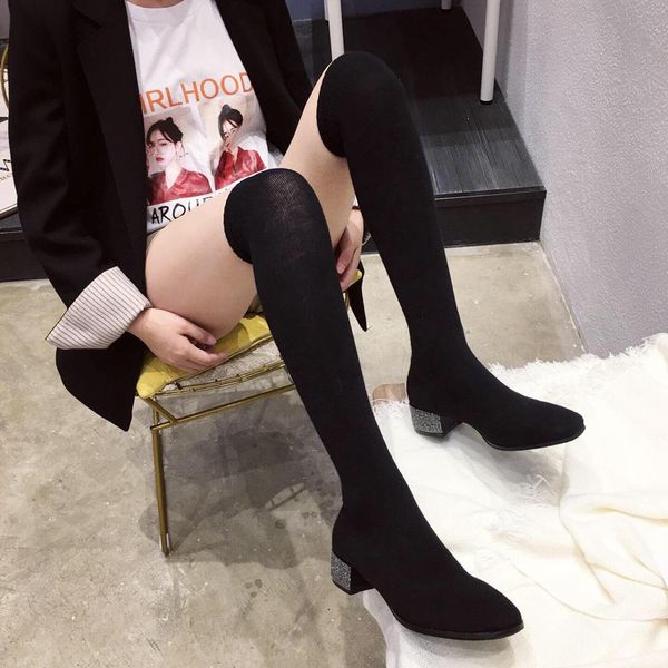 chunky heel shoes round toe lace up autumn boots thigh high heels high winter women bootee woman 2019 crystal luxury, Black
chunky heel shoes round toe lace up autumn boots thigh high heels high winter women bootee woman 2019 crystal luxury, Black