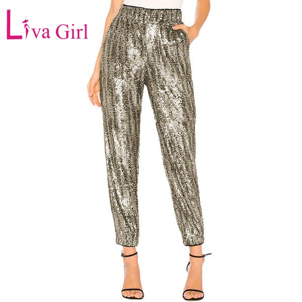 liva girl glitter party night women gold sequin long pants with pockets elastic high waist sequin trouser female club dance pant, Black;white
liva girl glitter party night women gold sequin long pants with pockets elastic high waist sequin trouser female club dance pant, Black;white
