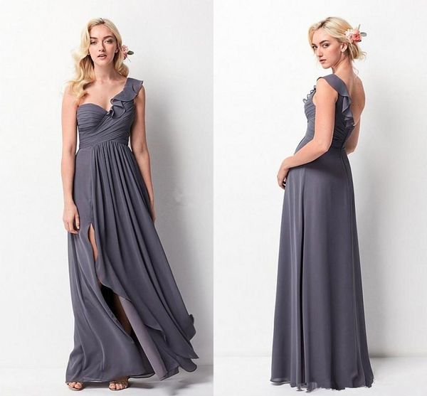 2019 custom made long bridemaid dresses flowy gray slit chiffon one shoulder floor length maid of honor gowns, White;pink
2019 custom made long bridemaid dresses flowy gray slit chiffon one shoulder floor length maid of honor gowns, White;pink