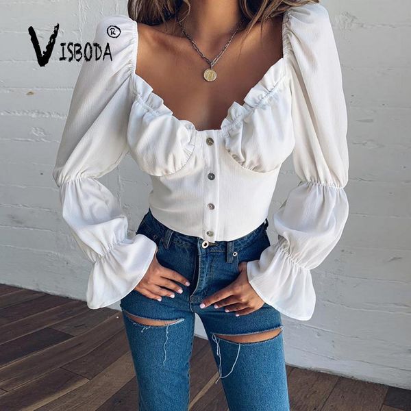 women casual blouses fashion summer ladies vintage long latern sleeve shirt cropped female white button v neck shirt
women casual blouses fashion summer ladies vintage long latern sleeve shirt cropped female white button v neck shirt