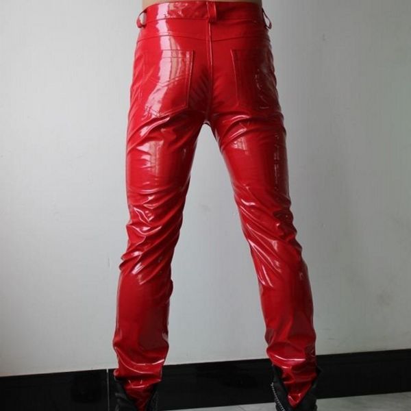 fashion men faux patent skinny pencil low waist punk style red male trousers plus size motorcycle pu leather pants, Black
fashion men faux patent skinny pencil low waist punk style red male trousers plus size motorcycle pu leather pants, Black