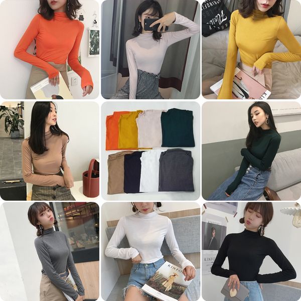 2019 autumn winter women turtleneck long sleeve t-shirts tee girls solid slim basic undershirts tees t shirts, White
2019 autumn winter women turtleneck long sleeve t-shirts tee girls solid slim basic undershirts tees t shirts, White