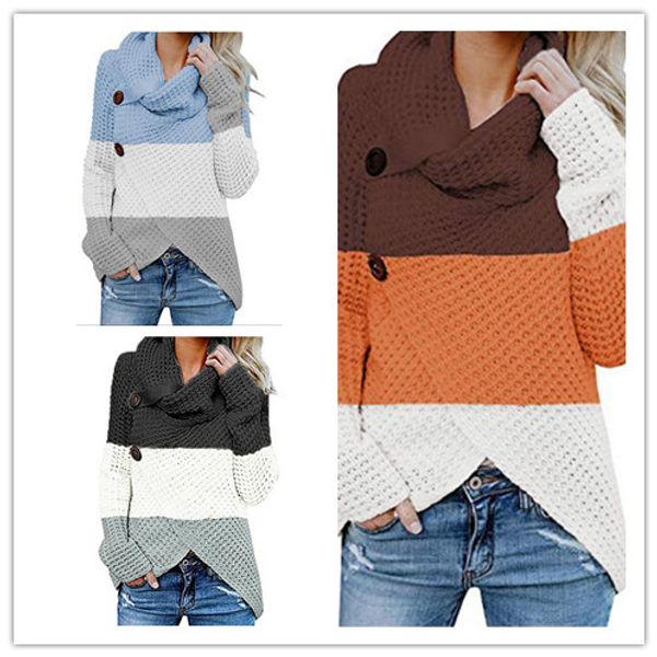 womens designer sweaters long sleeve turtle neck ladies clothing fashion striped print female color matching sweaters, White;black
womens designer sweaters long sleeve turtle neck ladies clothing fashion striped print female color matching sweaters, White;black