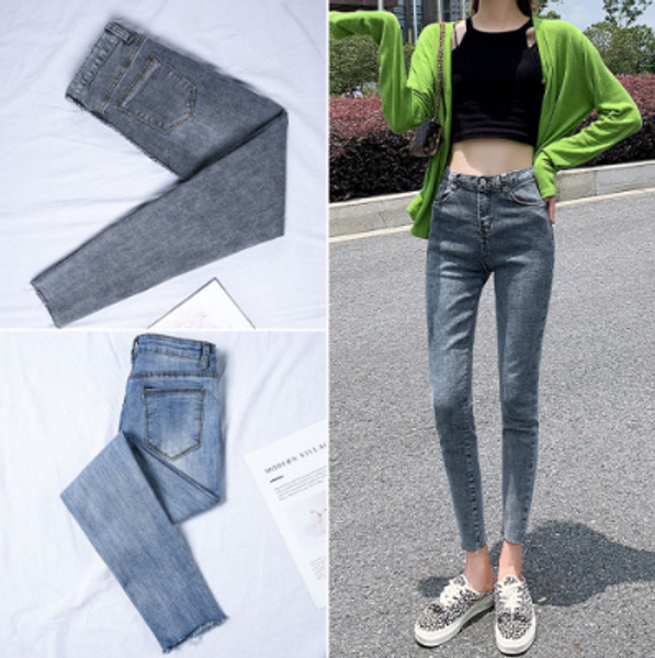 women's jeans small feet pants net red same high waist tight skinny smoke gray women, Blue
women's jeans small feet pants net red same high waist tight skinny smoke gray women, Blue