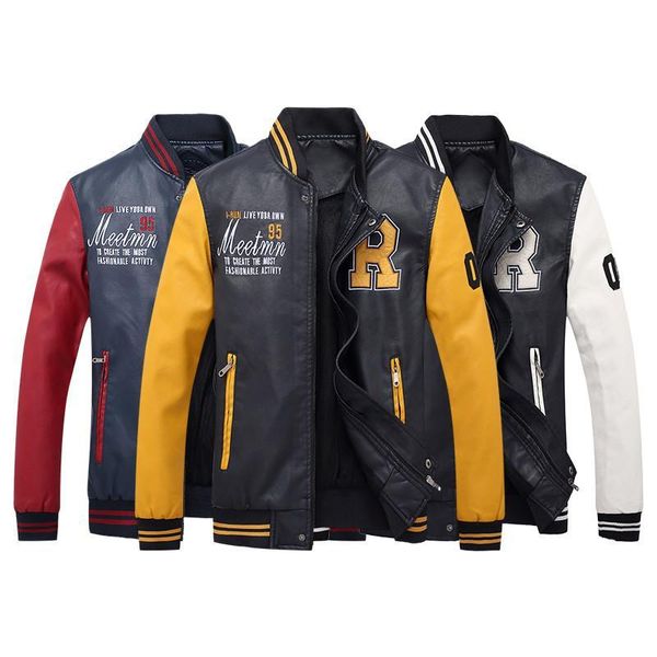 leather bomber jacket men autumn winter pu motorcycle jackets fleece warm baseball collar coats slim men 's military jackets young, Black;brown
leather bomber jacket men autumn winter pu motorcycle jackets fleece warm baseball collar coats slim men 's military jackets young, Black;brown