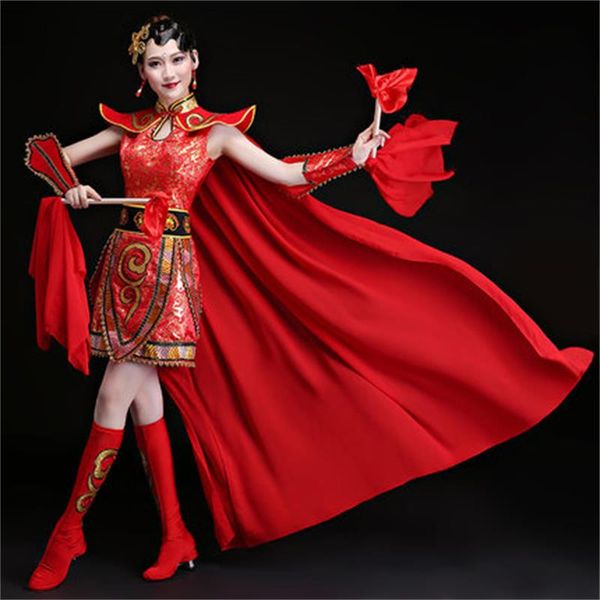 the new atmospheric opening dance costumes inspired by chinese wind hand mulan clothing costumes, Black;red
the new atmospheric opening dance costumes inspired by chinese wind hand mulan clothing costumes, Black;red