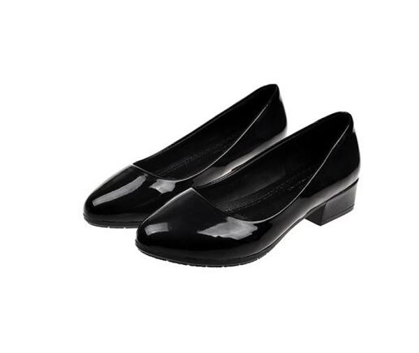 women's shoes pointed shallow lacquer surface 3cm low thick heels professional work shoes comfortable soft soles shoegb, Black
women's shoes pointed shallow lacquer surface 3cm low thick heels professional work shoes comfortable soft soles shoegb, Black