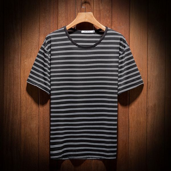 men striped t shirts summer men crew neck base-loose-fit casual stripes, White;black
men striped t shirts summer men crew neck base-loose-fit casual stripes, White;black