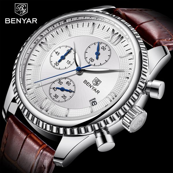 benyar 2019 brand luxury quartz men's watches fashion casual sports fitness chronograph clock men relogio masculino, Slivery;brown
benyar 2019 brand luxury quartz men's watches fashion casual sports fitness chronograph clock men relogio masculino, Slivery;brown