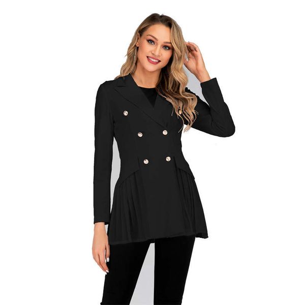 autumn women blazers vestido plus size slim solid double breasted md-long ruched blazers for women large outerwear, White;black
autumn women blazers vestido plus size slim solid double breasted md-long ruched blazers for women large outerwear, White;black