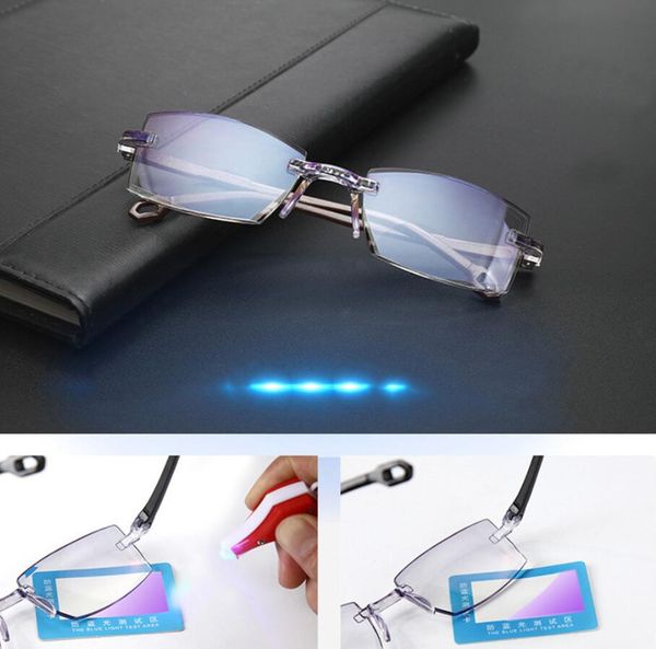 

rimless reading glasses women men transparent blue light blocking frameless computer glasses presbyopia reader +1.0--+4.0