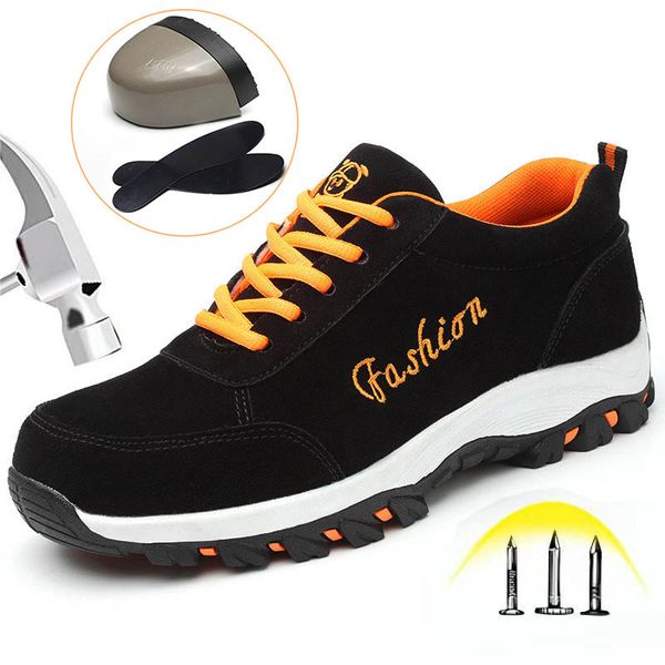 men's safety shoes fashion suede men's boots built-in steel head anti-smashing anti-piercing work boots sports shoes, Black
men's safety shoes fashion suede men's boots built-in steel head anti-smashing anti-piercing work boots sports shoes, Black