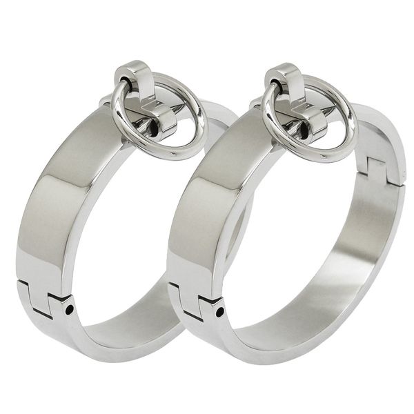 polished stainless steel lockable slave wrist and ankle cuffs bondage restraints bracelet with removable o ring, Black
polished stainless steel lockable slave wrist and ankle cuffs bondage restraints bracelet with removable o ring, Black