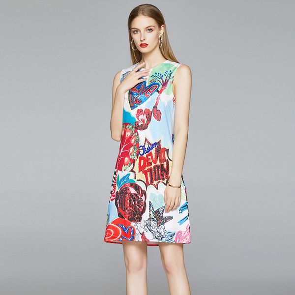 vintage printed sleeveless vest mini dress women summer 2022 designer runway fashion ladies beach casual tank dresses round neck a line shor, Black;gray
vintage printed sleeveless vest mini dress women summer 2022 designer runway fashion ladies beach casual tank dresses round neck a line shor, Black;gray