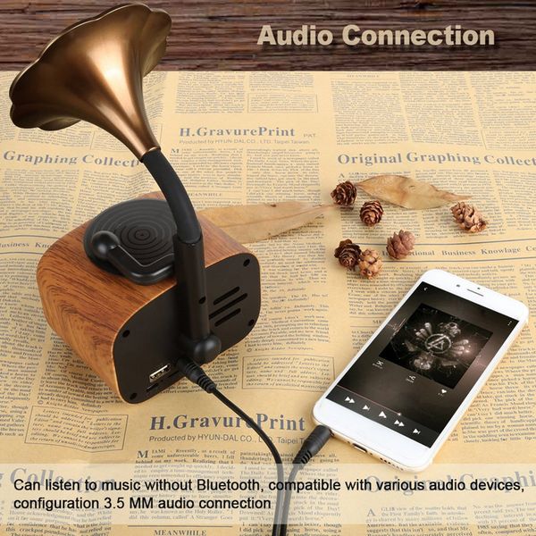 as90 retro trumpet style bluetooth speaker wireless stereo subwoofer music box wooden speakers with mic fm radio tf for phone
as90 retro trumpet style bluetooth speaker wireless stereo subwoofer music box wooden speakers with mic fm radio tf for phone