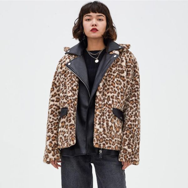 women's down & parkas thicker warm leopard plush fur fabric fluffy cotton coat winter pu leather stitching fake two pieces f637, Black
women's down & parkas thicker warm leopard plush fur fabric fluffy cotton coat winter pu leather stitching fake two pieces f637, Black