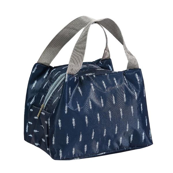 office lady portable insulated lunch bags oxford thermal pack picnic bags for women kids lunch box handbag, Blue;pink