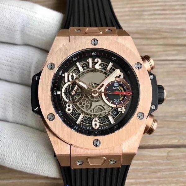 Leisure fashion men's watch size 45.5 mm BIG BANG series watches high quality rubber strap buckle
Leisure fashion men's watch size 45.5 mm BIG BANG series watches high quality rubber strap buckle