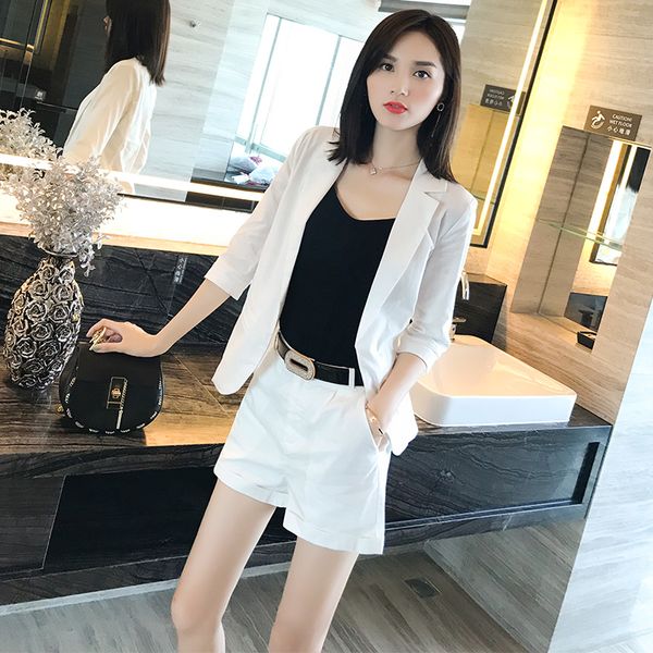 european and american brands with the same women's fashion suit summer new temperament shorts two-piece suit tide, White
european and american brands with the same women's fashion suit summer new temperament shorts two-piece suit tide, White