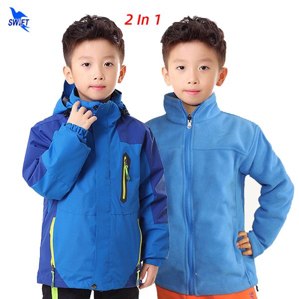 2 in 1 children outdoor windproof 2 layers hiking jackets boys girls winter sport skiing hooded coat kids camping fleece clothes, Blue;black
2 in 1 children outdoor windproof 2 layers hiking jackets boys girls winter sport skiing hooded coat kids camping fleece clothes, Blue;black