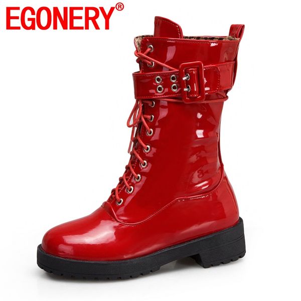 egonery cool woman motorcycle boots round toe boots autumn artificial patent leather 3.5cm low heels platform women's shoes, Black
egonery cool woman motorcycle boots round toe boots autumn artificial patent leather 3.5cm low heels platform women's shoes, Black