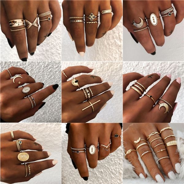 newbuy 21 style women bohemian vintage crown wave flower heart lotus star leaf crystal opal joint ring female party ring sets, Golden;silver
newbuy 21 style women bohemian vintage crown wave flower heart lotus star leaf crystal opal joint ring female party ring sets, Golden;silver