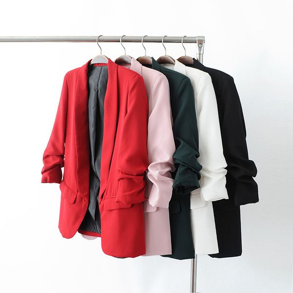 pink shawl collar elegant office ladies workwear blazer long sleeve regular fit minimalist 2020 women autumn blazer 6 colors, White;black
pink shawl collar elegant office ladies workwear blazer long sleeve regular fit minimalist 2020 women autumn blazer 6 colors, White;black