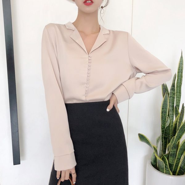 vintage satin slik blouse shirts for women 2020 autumn elegant french style v neck long sleeve blouse champagne green, White
vintage satin slik blouse shirts for women 2020 autumn elegant french style v neck long sleeve blouse champagne green, White