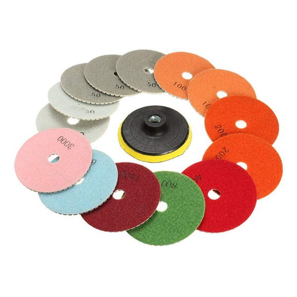 15pcs/set 4 inch 30-6000 grit diamond polishing pads with backer pad rep sticks stone wet dry granite concrete marble tools
15pcs/set 4 inch 30-6000 grit diamond polishing pads with backer pad rep sticks stone wet dry granite concrete marble tools