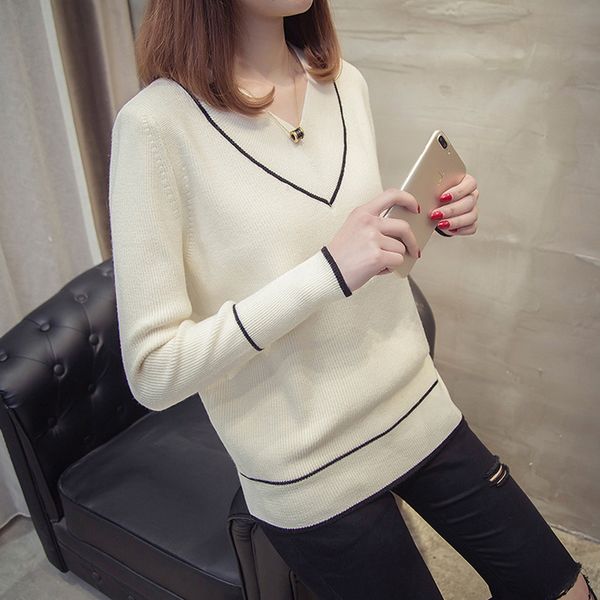 women's sweaters 2021 women autumn winter loose casual solid knited sweater long sleeve feamle slim knitwear pullover pull femme, White;black
women's sweaters 2021 women autumn winter loose casual solid knited sweater long sleeve feamle slim knitwear pullover pull femme, White;black
