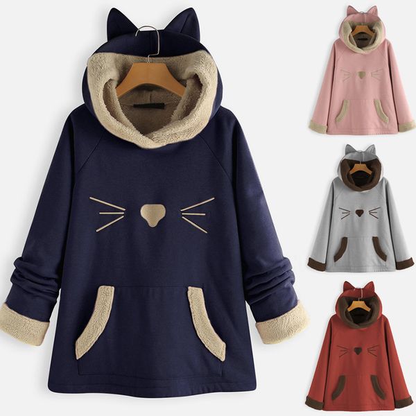 hoodies sweatshirts women casual ears hooded fleece patchwork cartoon print pocket hoodie blouse moletom feminino, Black
hoodies sweatshirts women casual ears hooded fleece patchwork cartoon print pocket hoodie blouse moletom feminino, Black