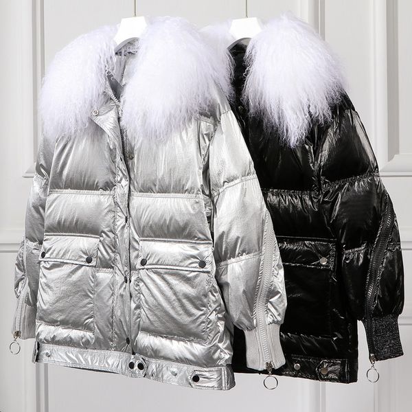 large real natural fur collar 2019 women winter coat 90%white duck down parkas female thick warm jackets medium long overcoat, Black
large real natural fur collar 2019 women winter coat 90%white duck down parkas female thick warm jackets medium long overcoat, Black