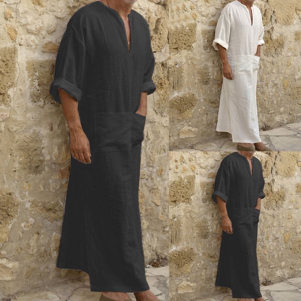 oeak 2019 fashion cotton linen long robe casual loose long sleeve muslim islamic dubai robe men solid color shirt new, White;black
oeak 2019 fashion cotton linen long robe casual loose long sleeve muslim islamic dubai robe men solid color shirt new, White;black