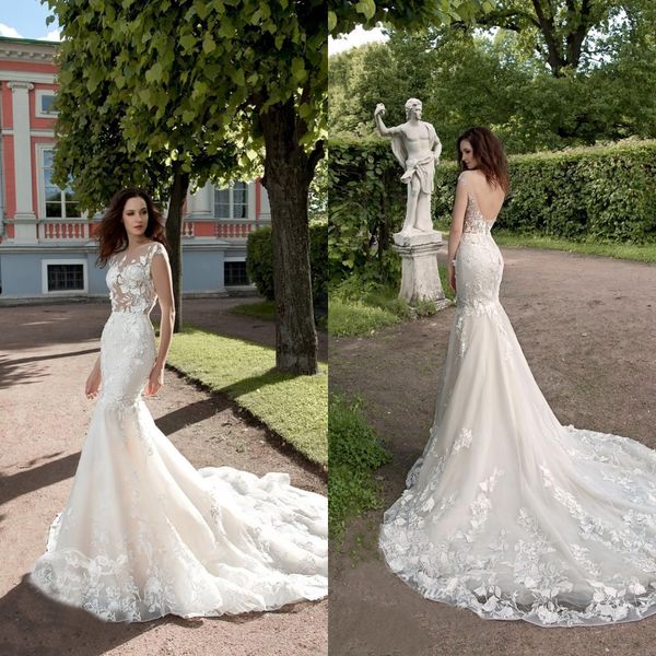 mermaid wedding dresses jewel capped sleeves lace 3d-floral appliques boho bridal gowns 2020 backless sweep train wedding dress, White
mermaid wedding dresses jewel capped sleeves lace 3d-floral appliques boho bridal gowns 2020 backless sweep train wedding dress, White
