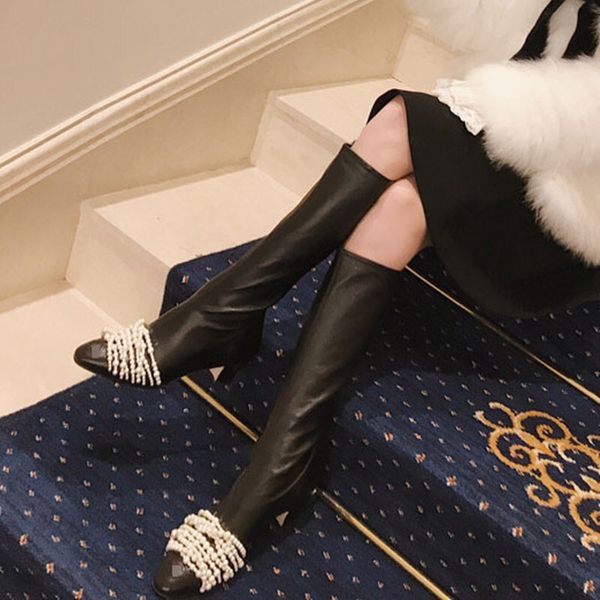 new brand design pearl knee high boots fall beading chunky heels black long boots women luxury ladies party botas mujer 2019
new brand design pearl knee high boots fall beading chunky heels black long boots women luxury ladies party botas mujer 2019