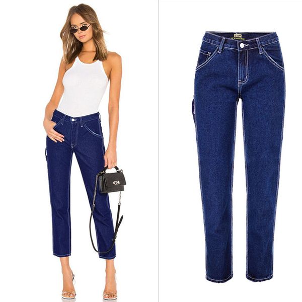 2019 vintage high waist loose cargo pants women jeans new autumn pockets boyfriend jeans denim pants trousers plus size, Blue
2019 vintage high waist loose cargo pants women jeans new autumn pockets boyfriend jeans denim pants trousers plus size, Blue
