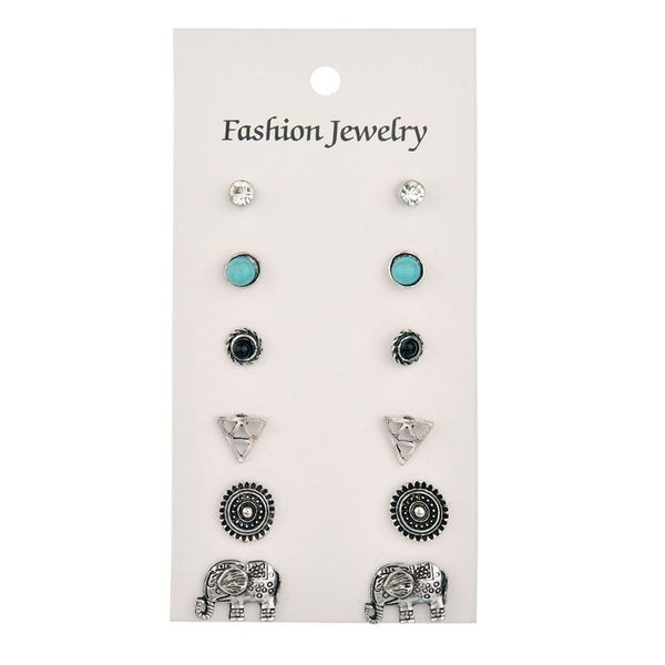 summer style vinatge brincos elephant stud earring 6 pairs/set boho antique flower crystal earrings set for women e1377, Golden;silver
summer style vinatge brincos elephant stud earring 6 pairs/set boho antique flower crystal earrings set for women e1377, Golden;silver