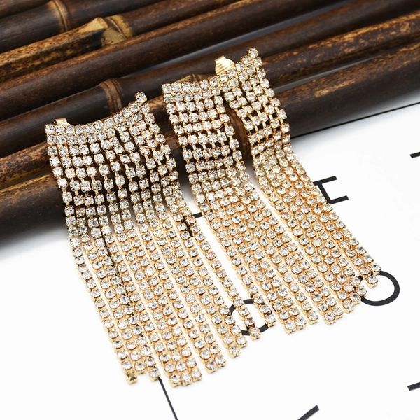 bridal gold long tassel earrings for women rhinestone dangle earrings evening dinner party show wedding prom oorbellen jewelry, Silver
bridal gold long tassel earrings for women rhinestone dangle earrings evening dinner party show wedding prom oorbellen jewelry, Silver