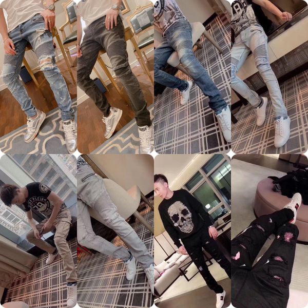 men's distressed ripped skinny jeans fashion designer mens jeans slim motorcycle moto biker causal mens denim pants hip hop men jeans, Black
men's distressed ripped skinny jeans fashion designer mens jeans slim motorcycle moto biker causal mens denim pants hip hop men jeans, Black