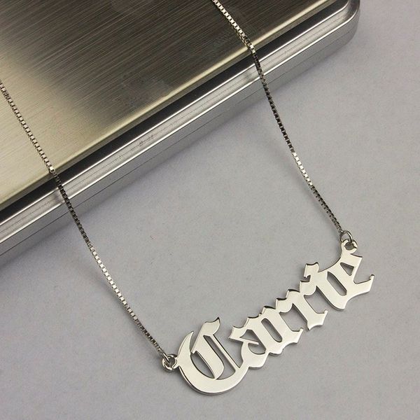 box chain custom old english name pendant necklace personalized stainless steel choker necklaces for women jewelry bff gifts, Silver
box chain custom old english name pendant necklace personalized stainless steel choker necklaces for women jewelry bff gifts, Silver