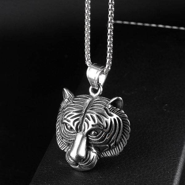 cool tiger head stainless steel necklace zodiac tiger pendant men's titanium steel chain necklace punk jewelry, Silver
cool tiger head stainless steel necklace zodiac tiger pendant men's titanium steel chain necklace punk jewelry, Silver
