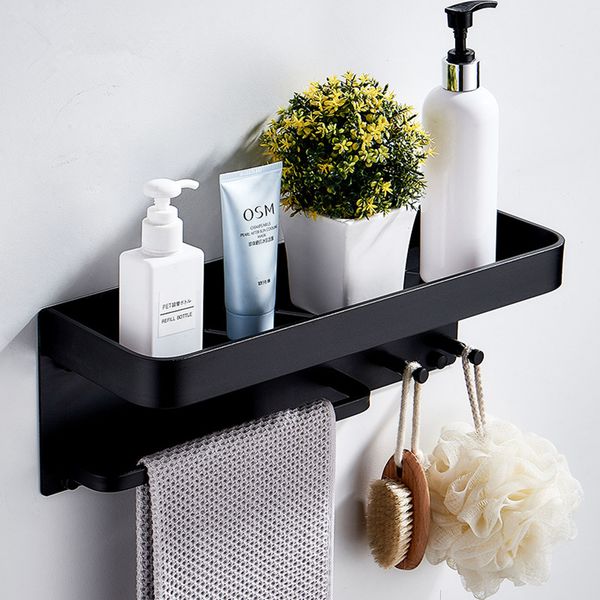 wall mounted black bathroom rack aluminum bathroom shelf with hooks bar shower caddy for storage shampoo towel organization
wall mounted black bathroom rack aluminum bathroom shelf with hooks bar shower caddy for storage shampoo towel organization