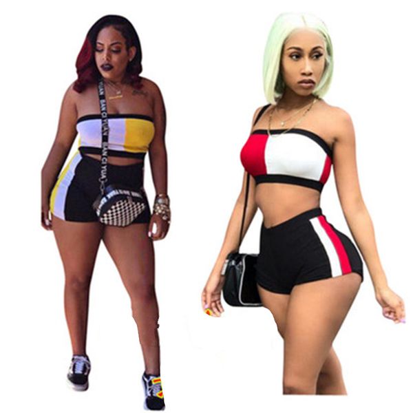 color patchwork 2 piece set women fitness tracksuits strapless crop and shorts outfit vintage size s-xl, Gray
color patchwork 2 piece set women fitness tracksuits strapless crop and shorts outfit vintage size s-xl, Gray