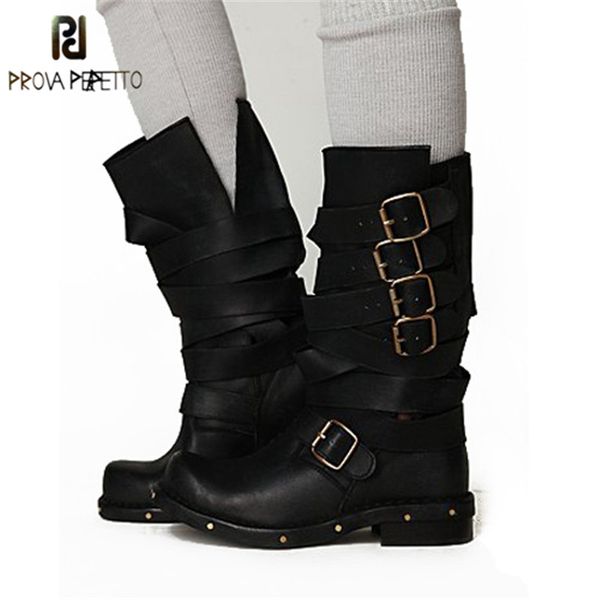 prova perfetto spring autumn new style neutral design real leather buckle low heel boot handsome square toe solid motorcyle boot, Black
prova perfetto spring autumn new style neutral design real leather buckle low heel boot handsome square toe solid motorcyle boot, Black