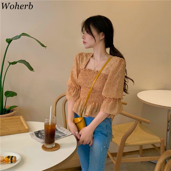 woherb 2020 new summer korean shirt puff sleeve blouse slim waist women loose short-sleeved chiffon print crop blusas elegant, White
woherb 2020 new summer korean shirt puff sleeve blouse slim waist women loose short-sleeved chiffon print crop blusas elegant, White
