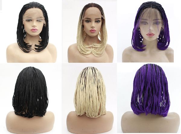 new designer fashion sell africa braid lace front wig three strands colorful synthetic hair wigs bobo middle split marely braid plaint, Black;brown
new designer fashion sell africa braid lace front wig three strands colorful synthetic hair wigs bobo middle split marely braid plaint, Black;brown