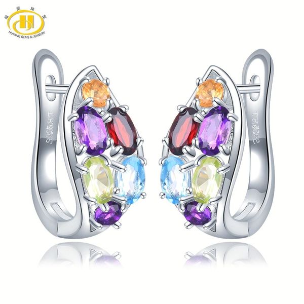 hutang colorful natural gemstone hoop earrings 925 sterling silver amethyst garnet peridot citrine fine jewelry for women's gift cj1912, Golden
hutang colorful natural gemstone hoop earrings 925 sterling silver amethyst garnet peridot citrine fine jewelry for women's gift cj1912, Golden