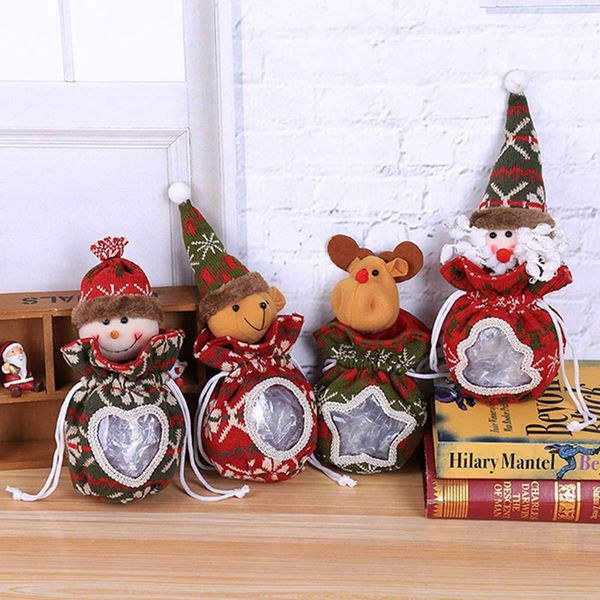 

2019 santa snowman apple bag old man elk figurine candy jar christmas gift bag christmas decoration figurine candy